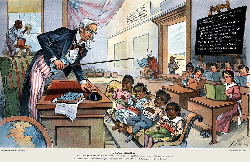 Fichier:School Begins (Puck Magazine 1-25-1899, cropped).jpg
