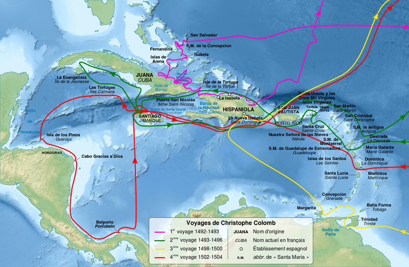 Fichier:Christopher Columbus voyages map-fr.png