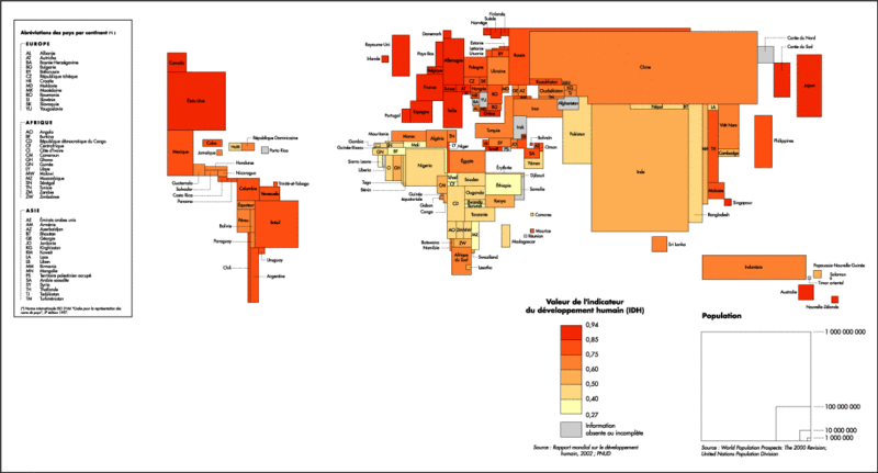 Fichier:Carte anamorphose rapport mondial sur le développement humain 2002.gif