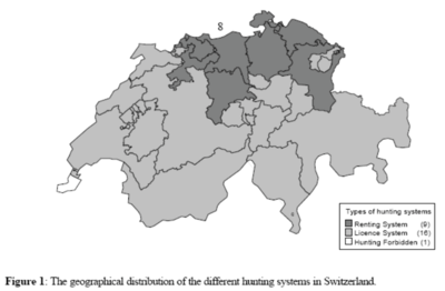 The geopgrahical distribution of hunting systems in switzerland.png