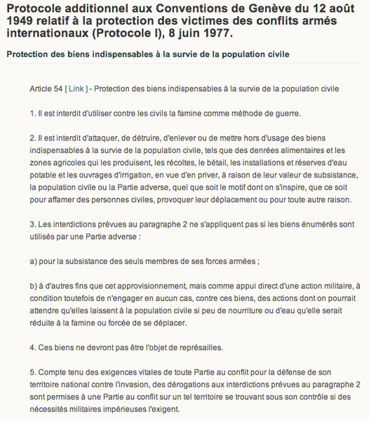 Fichier:Protocole additionnel aux Conventions de Genève du 12 août 1949 relatif à la protection des victimes des conflits armés internationaux (Protocole I) - article 54.png
